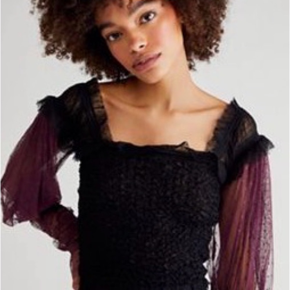Free People Black and Purple Blouse